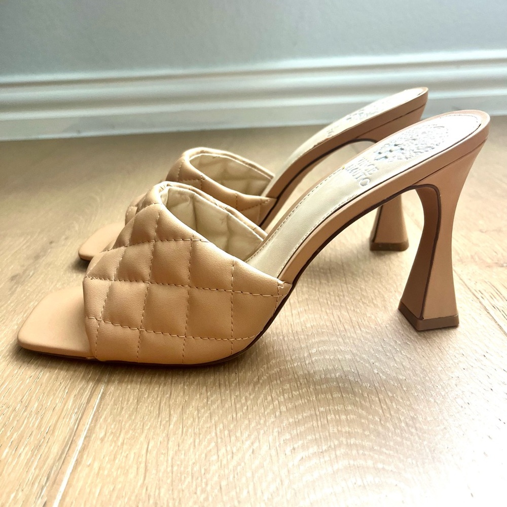 Vince Camuto Tan Quilted Heels - Picture 2 of 6